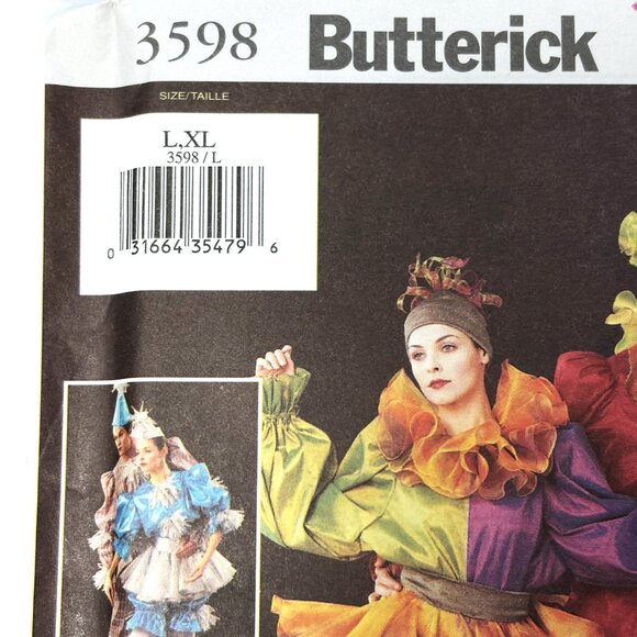 Butterick 3598 Sewing Pattern Cirque de Soleil Pierot Clown Costume - Picture 2 of 7